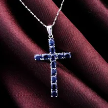 925 Эмануэль Христос Серебряный Натуральный сапфировый кулон в форме Креста с Иисусом ожерелье корейский наплыв чистой женской ключицы моды