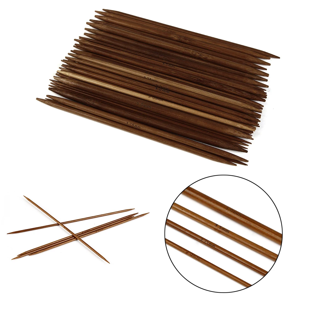 Knitzy Carbonized-Complete Set ~15 cm Double Point Knitting Needles Bamboo 6/"