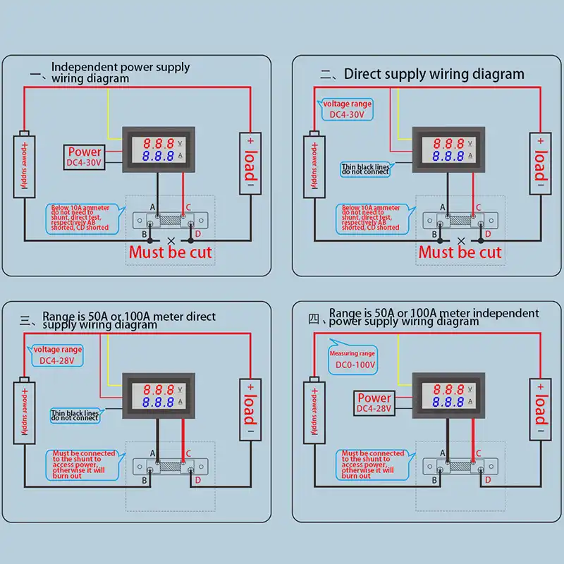 Yb27Va Wiring Diagram Without Shunt - DC 100V 10A Voltmeter Ammeter