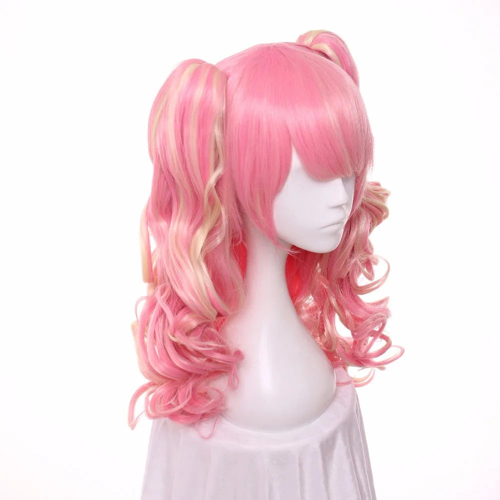 Ccutoo 65 см Длинные Волнистые Розовые Желтые микс искусственные волосы для париков теплостойкое волокно косплей костюм парик с двойным чипом хвосты