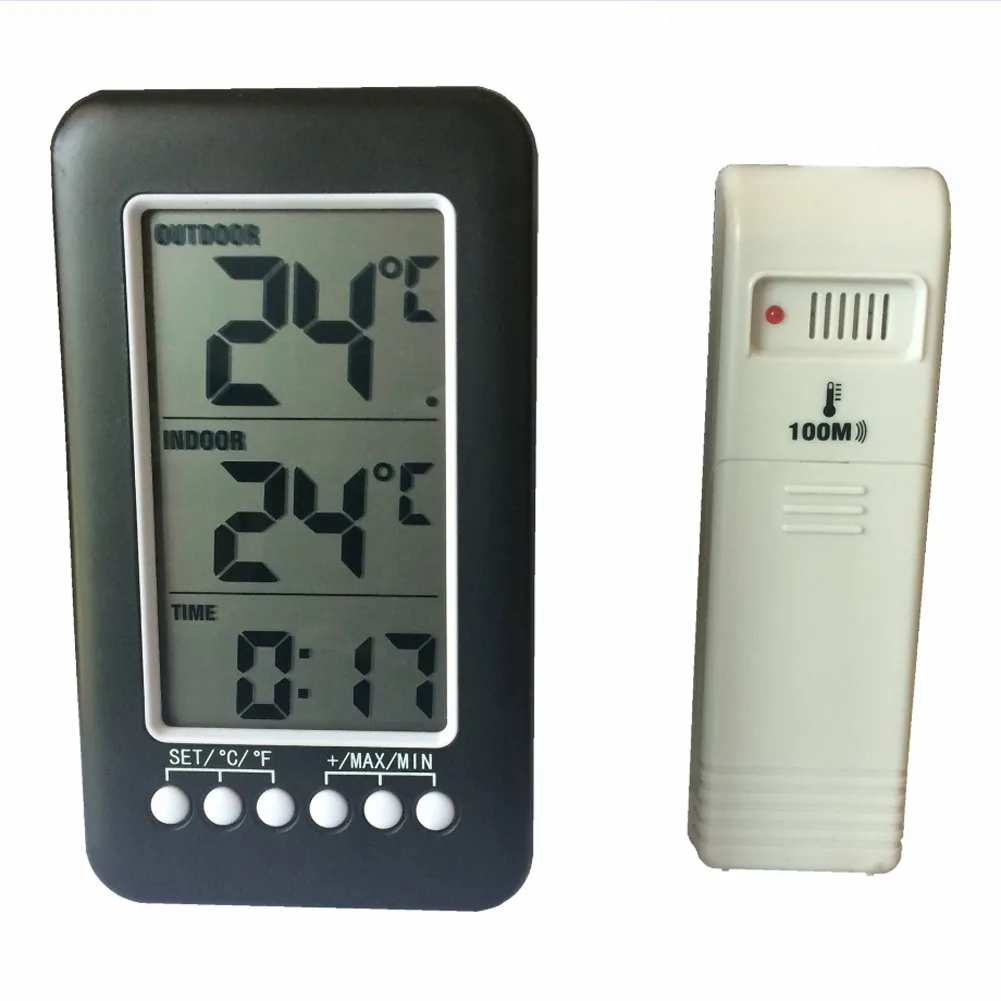 Portable Battery Powered Wireless ;LCD Digital Thermometer Temperature