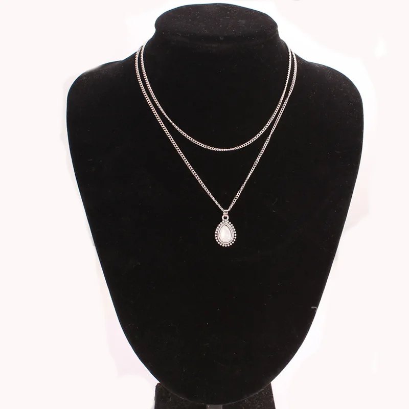 

M MISM Woman Vintage Necklace Drop Stone Boho Pendant Minimal Boho Fashion Jewelry Girls Long Neck Chain Statement Accessories