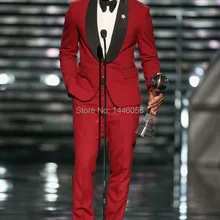 Приталенный костюм с черным отворотом, Красный мужской свадебный смокинг, мужской костюм жениха, мужские вечерние костюмы на одной пуговице(пиджак+ брюки+ бант