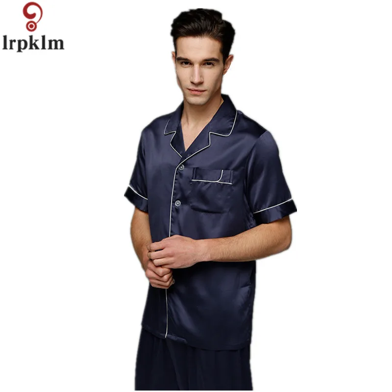 Mens Faux Silk Pajama Sets Mens Silk Night Sleepwear Men's Pajama Sets