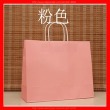 100 шт./лот) Размер W32xH26xD12cm розовые бумажные подарочные пакеты с ручками