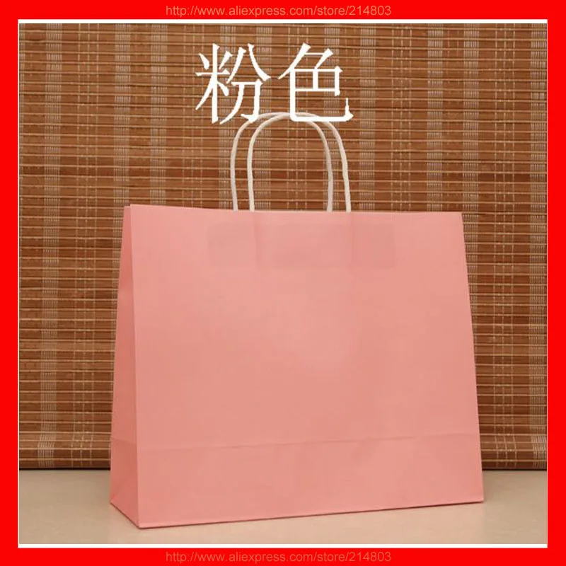(100pcs/lot) size W32xH26xD12cm wholesale pink paper gift