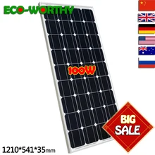 2018 USA Stock 100 W Monocrystalline Solar Panel  for 12V Battery RV Boat , Car, Home Solar Power &Free Shipping
