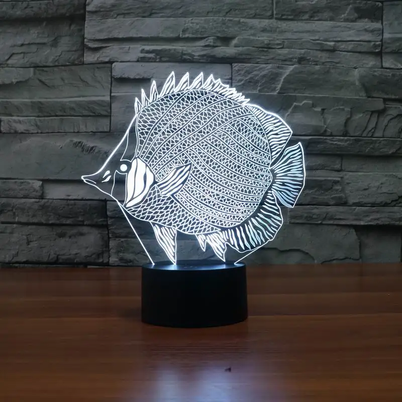 Рыбалка 3D светильник 7 цветов дистанционное изменение сенсорный выключатель рыбы 3D ночник огни акрил Bluetooth Настольная лампа для подарок
