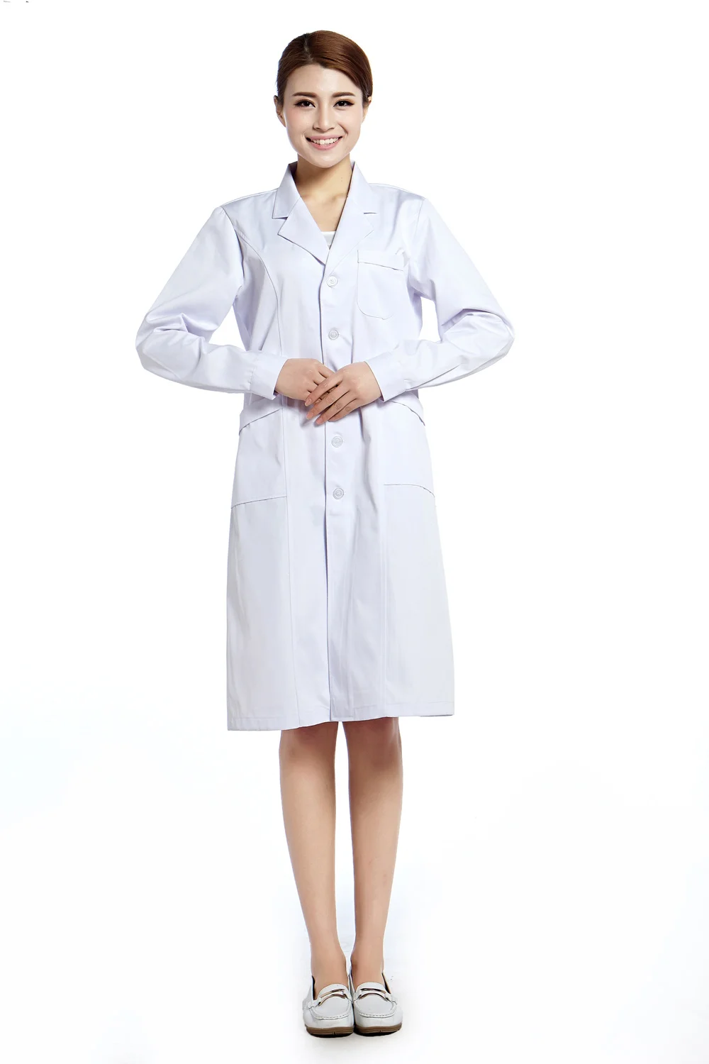 Free Shipping lab coat long/short sleeve cotton medical suits white
