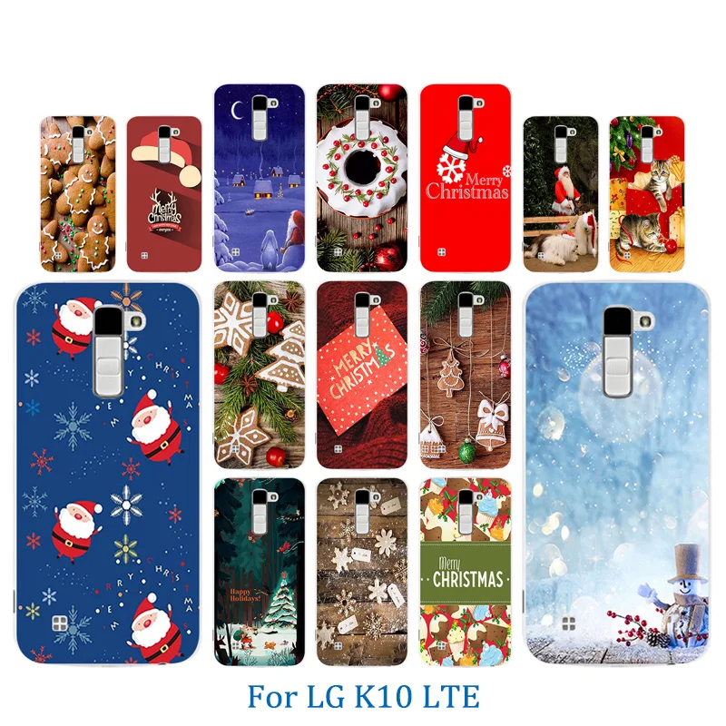 Чехол для LG K10 LTE K420N K430 K430ds F670 Мягкий ТПУ чехол задней панели с веселым X'MAS узором