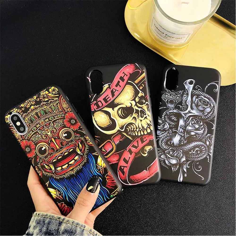 

Retro Fashion Phone Case Cover For Iphone 6 6S 7 8 Plus Skull Soft TPU Silicone Cool Coque For Iphone X XS XR Xsmax Fundas Capa