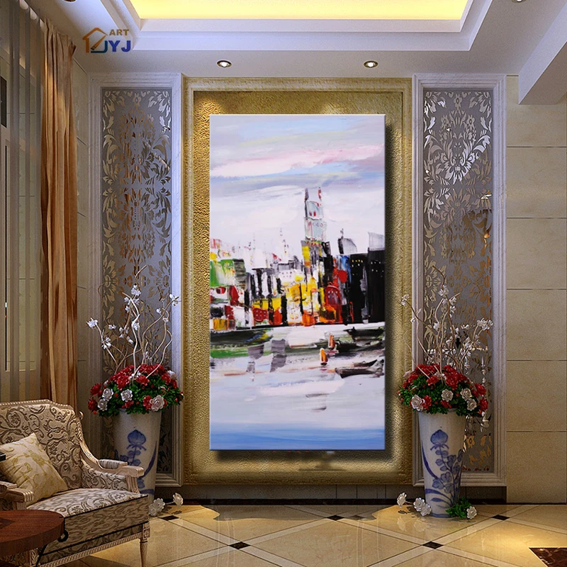 

Habour Landscape Thick Textured Handpainted Modern Abstract Oil Painting Canvas Wall Art Picture Home Decor Gift No Frame SL002