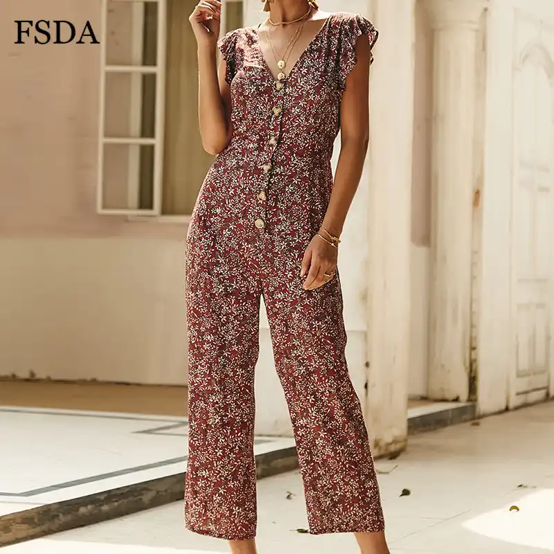 sleeveless floral jumpsuit