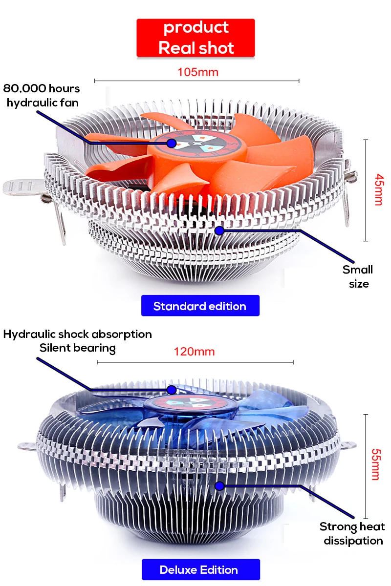 Настольный компьютер, ПК, 2 тепловые трубки, кулер для процессора AMD Intel 775, 1155, радиатор для процессора, 120 мм, 3pin, охлаждающий вентилятор для процессора, ПК, тихий радиатор