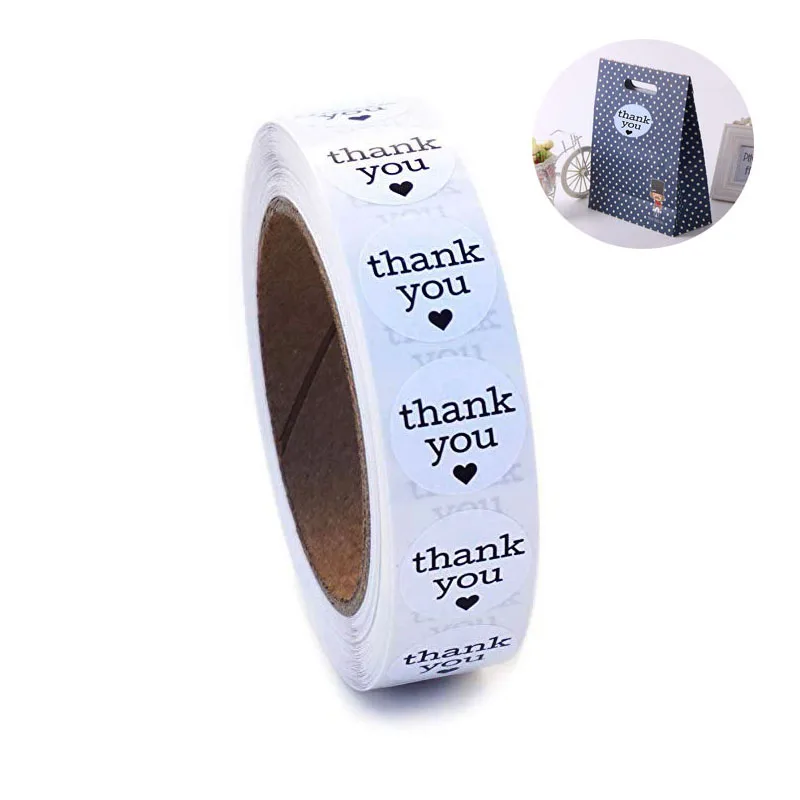 

500PCS Thank You Sticker Stamp Label/Volume, DIY Scrapbooking Packaging and Wedding Decoration White Round Stationery Sticker