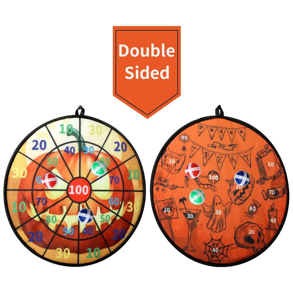 

Halloween Darts Board Double-Sided Velcro Dart Board Game Set with 6 Sticky Balls Toy Gift for Kids Family Fun Indoor outdoor