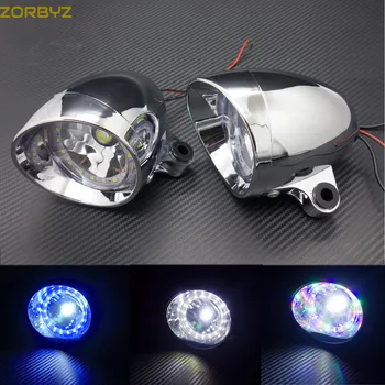 

ZORBYZ Pair Motorcycle Chrome LED Bullet Spot Light Fog Light With Angel Eye For Harley Honda Yamaha Custom