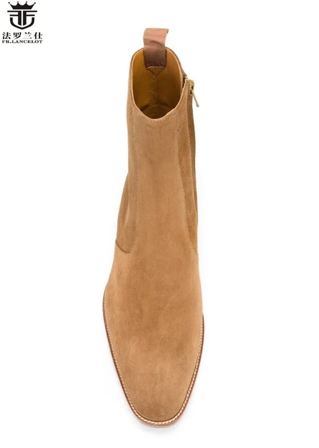 Cow leather pointed toe boots men chelsea boots british style fashion winter men