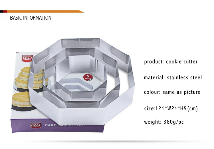 3 шт./компл. Нержавеющая сталь трафареты для нарезки печенья с шестигранной головкой Форма для приготовления печенья Fondant(сахарная) Желе нож для разрезания торта мусс кольца инструмент для выпечки