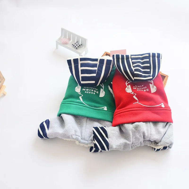 

Pet Dog Cat Striped &Print Hoodie Coat Dog Pet Jumpuit Warm Winter Pet Dog Clothes 5 sizes