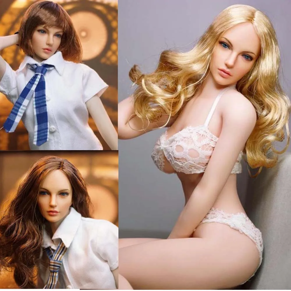 

SUPER DUCK SDH005 1/6 European Beauty Head Sculpt Golden / Brown Hair for 12" Collectible Action Figure DIY