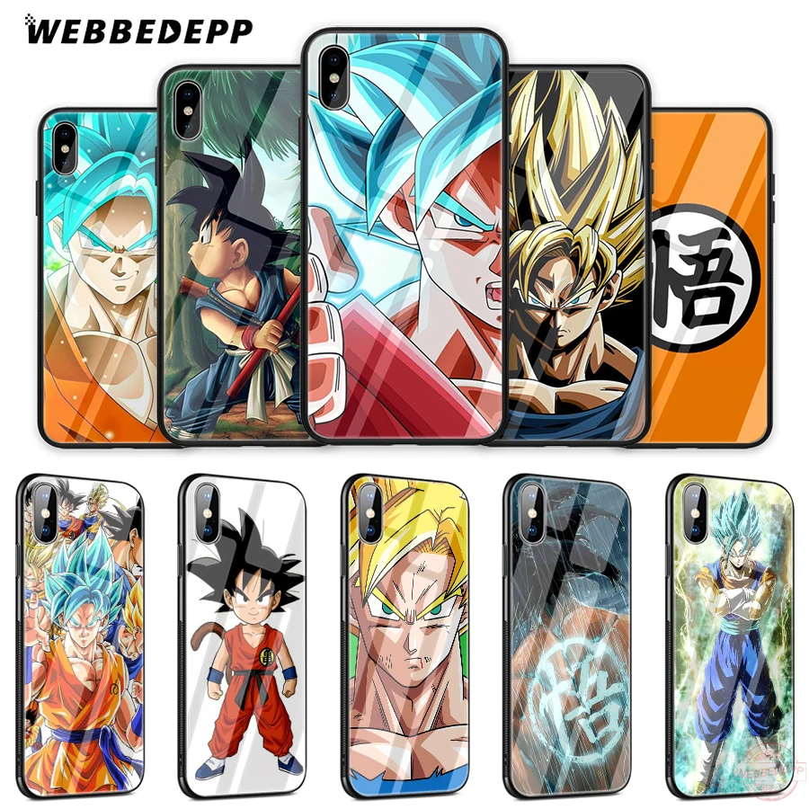 WEBBEDEPP dragon ball Z HD son goku Tempered Glass Phone Case for Apple iPhone XS Max XR X 8 7 6S Plus 5S SE Cover | Мобильные
