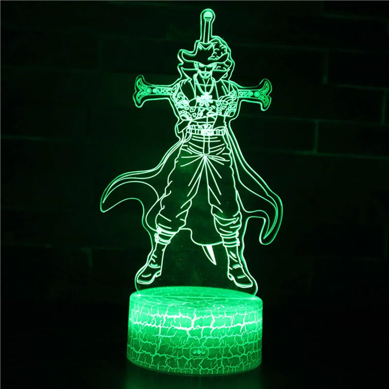 Одна штука 7 цветов меняющаяся Настольная лампа с экшн-фигурками Luffy USB Led Настольный светильник Zoro Mihawk SUNNY модель корабля игрушки Рождественский подарок