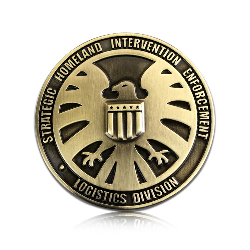 Винтажный Бронзовый Толстый металлический щит S.H.I.E.L.D. Круглая птица Тотем значок