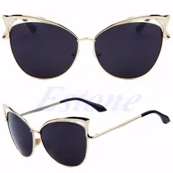519 женские высокого качества ретро в форме кошачьих глаз летние женские солнцезащитные очки золотые металлические Oculos de sol светоотражающие