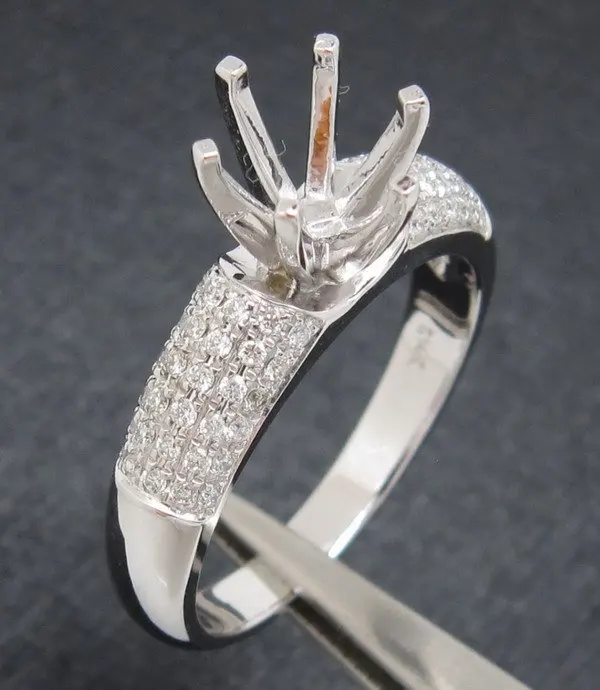 Buy Wholesale Jewelry, 6.5mm Round SOLID 14ct WHITE GOLD DIAMOND SEMI MOUNT