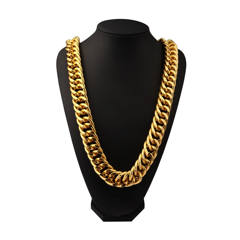 Bling Bling Big Necklace Rapper Hip Hop Chains Aluminum Necklaces Silver Gold Chian 90cm Kanye West