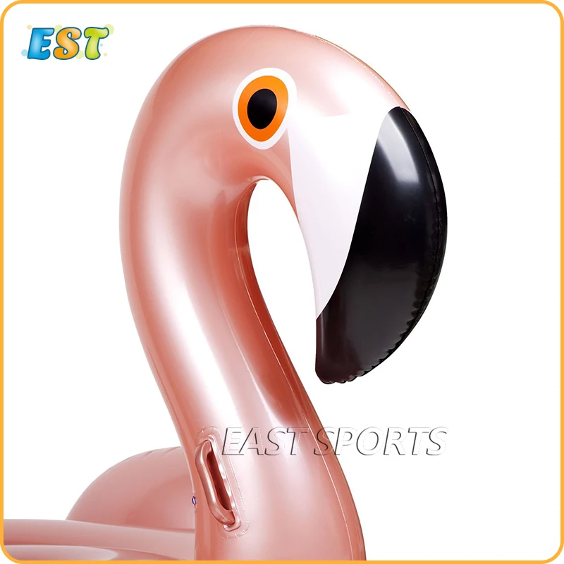 Shiny Adults And Children Inflatable Flamingo Rose Ride-On Swimming Ring Toys For Water Holiday Party