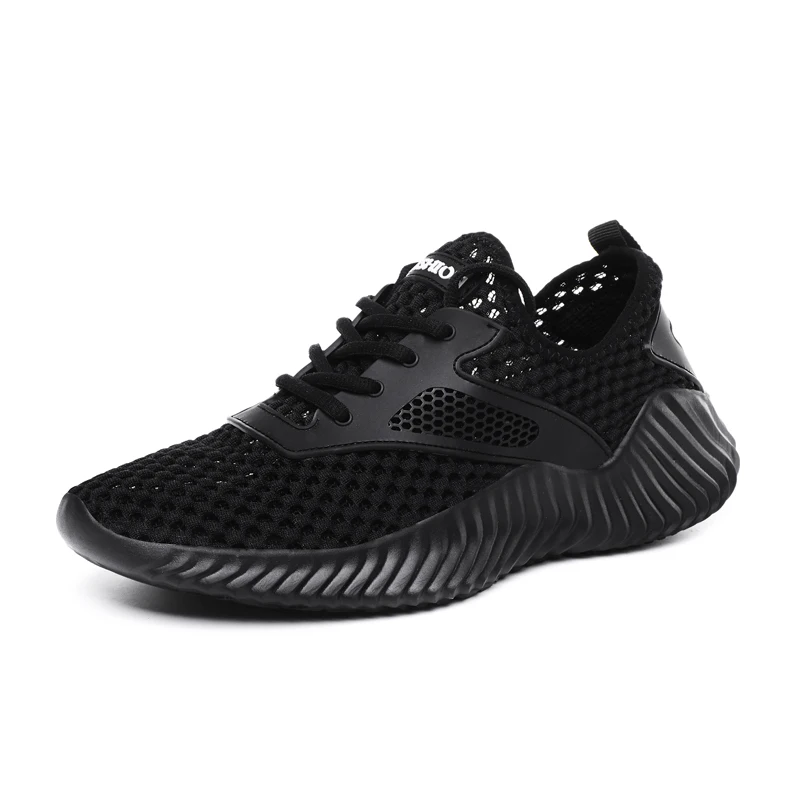 Baideng светильник Серый кроссовки Мужские дышащие Flyknit спортивная обувь для мужчин дешевые летние мужские спортивные туфли zapatillas hombre - Цвет: Black B