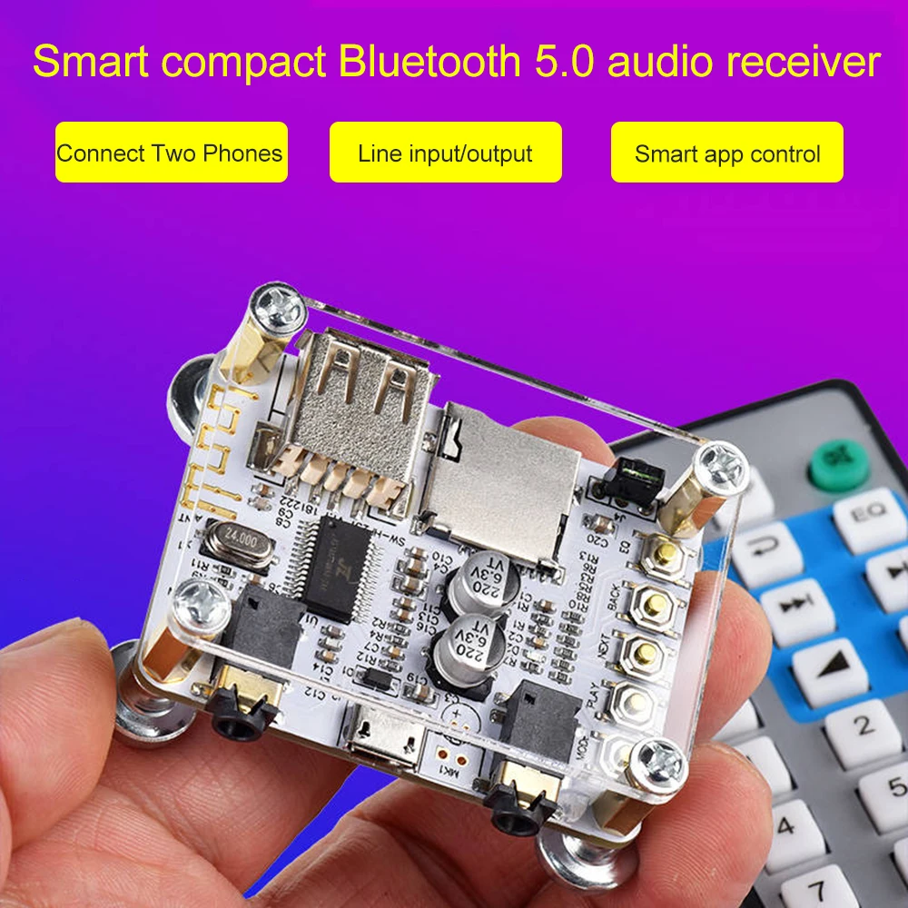 JINSERTA Bluetooth 5,0 Модуль аудиоресивера проводной динамик передатчик Поддержка U диск TF карта воспроизведения музыки 3,5 мм плеер Aux