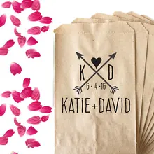 Пользовательское имя Дата свадьбы конфеты стол лечить подарок бар лепесток бросить мешки день рождения Свадебный душ Bakery Cookie Сувениры Сумки