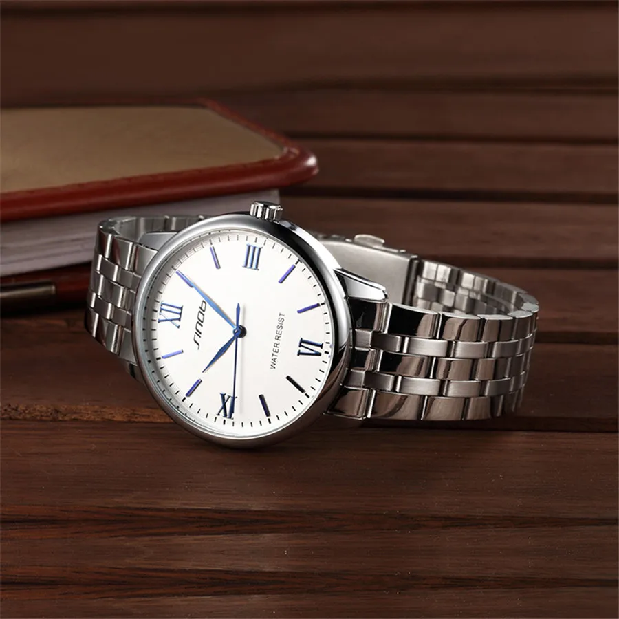 Лучший бренд Sinobi Роскошные мужские часы с ремешком из нержавеющей стали Кварцевые часы мужские деловые водонепроницаемые наручные часы Relogio Masculino