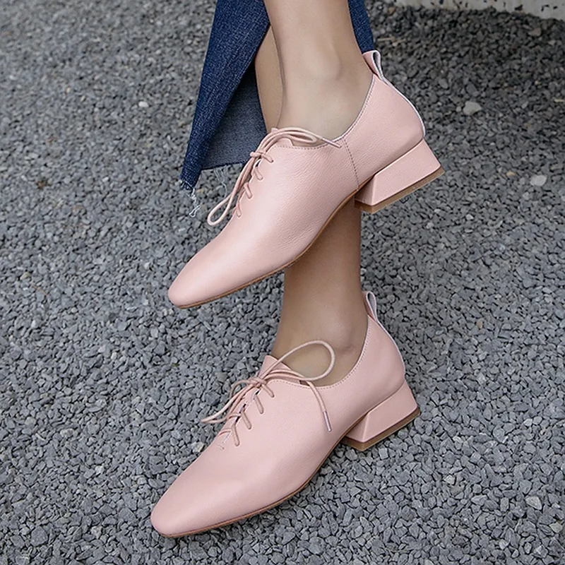 spring and autumn new leather women's shoes British style rough with small leather shoes wild casual shoes