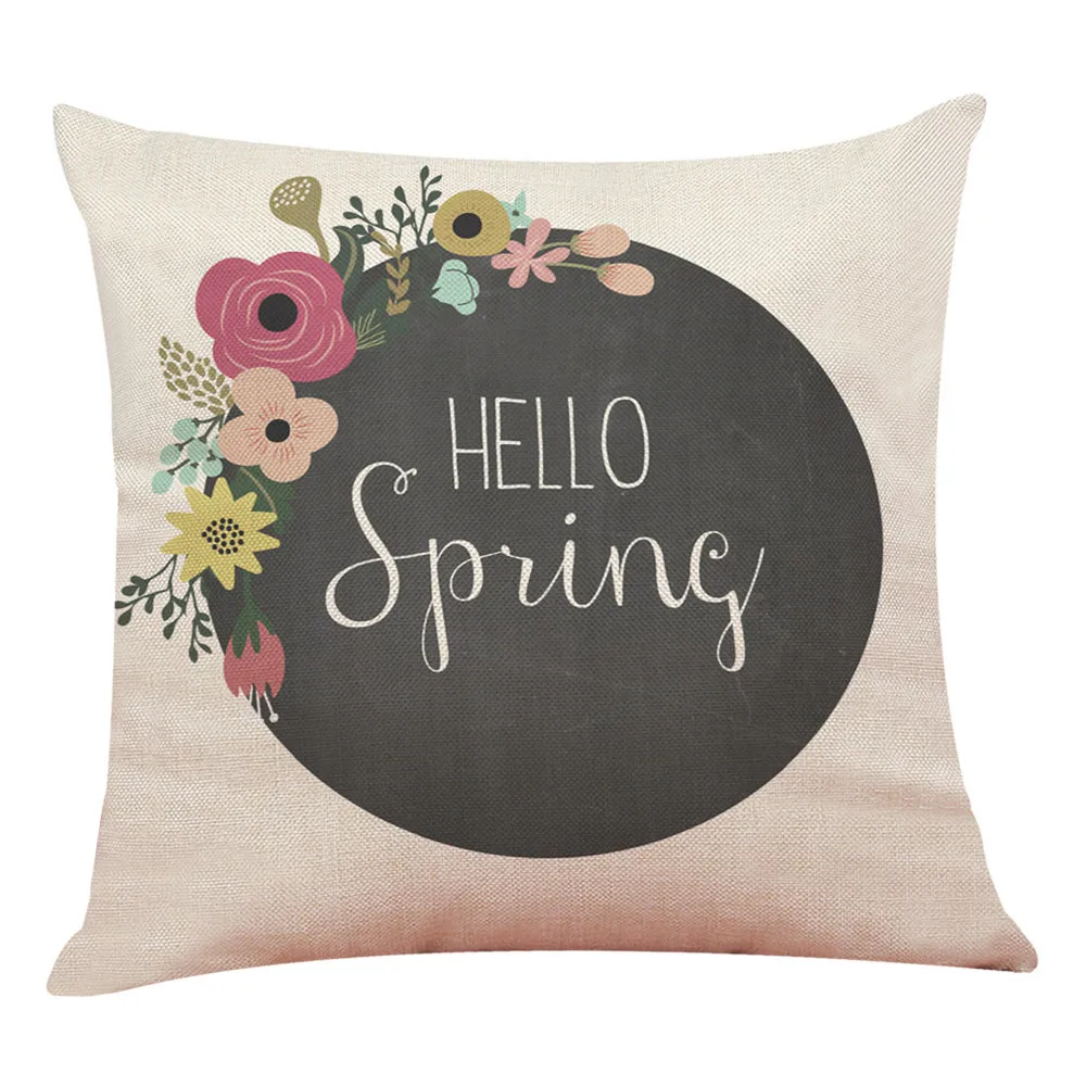 Hello Spring Flowers Colorful Design Pillow Case Bike Cushion Cover Home Decor 