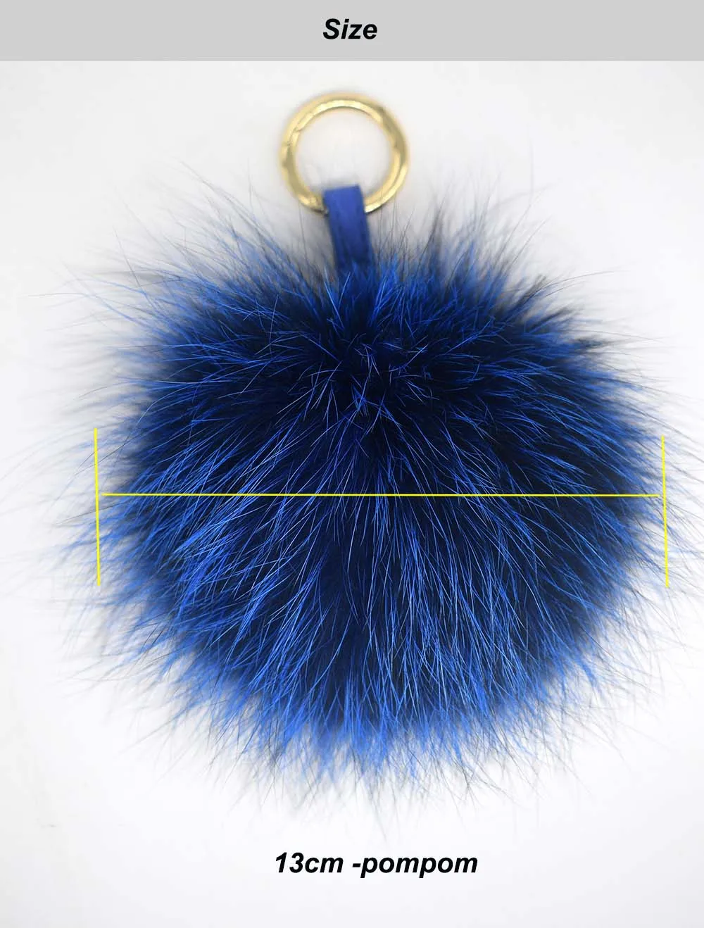 silver fox pompom keychain size