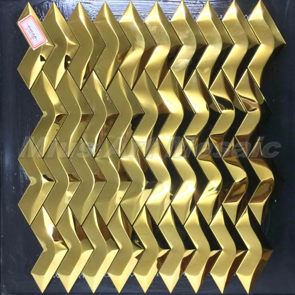 

3D gold stainless steel tile irregular mosaic tiles BV005