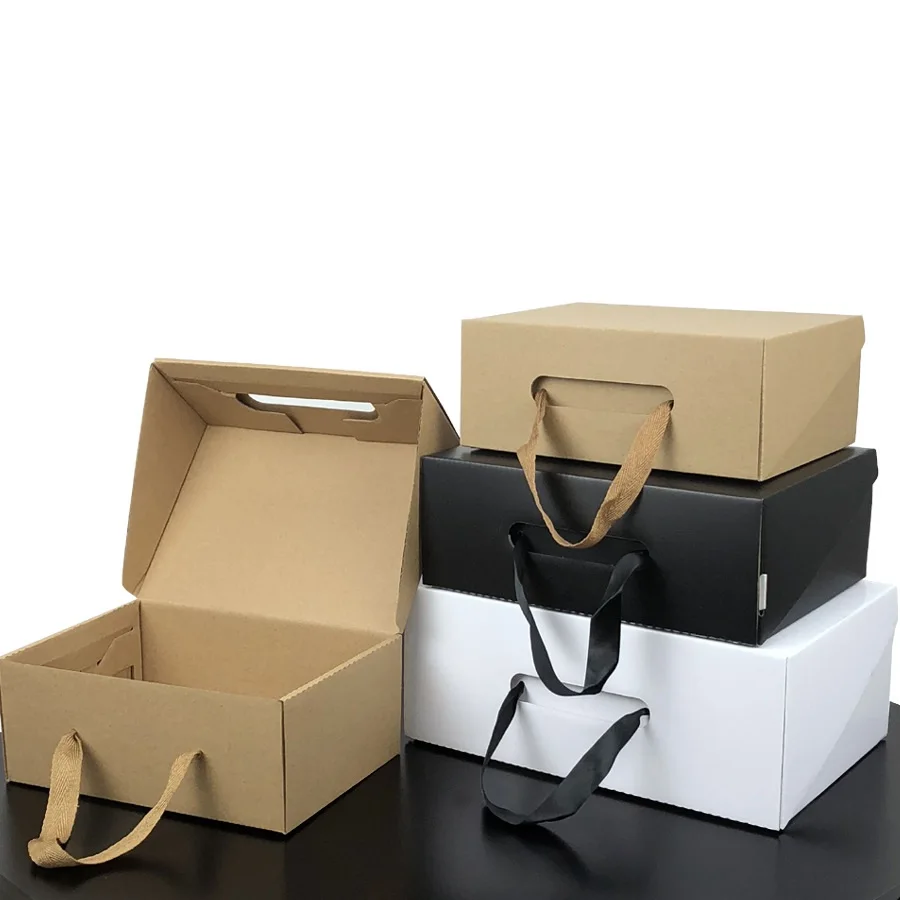 

Environmentally Friendly Kraft Paper Gift Box Black/Yellow Foldable Custom Logo Carton Packaging Box Suitable For Clothes Shoes