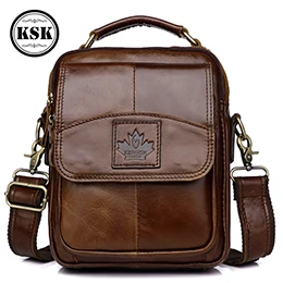 Сумка из натуральной кожи, мужская сумка через плечо, Кожаные мужские сумки через плечо, роскошные сумки, карман KSK - Цвет: coffee 6503