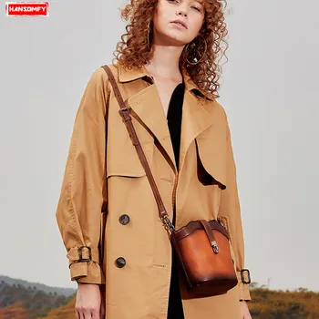 

Bolsos Mujer 2020 New Geuine Leather Women Shoulder Bag Female Retro Mini Handbag Messenger Original Handmade Small Bucket Bags