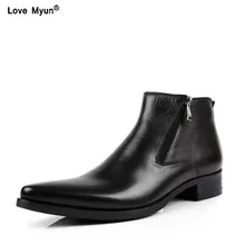 New cowhide boots Genuine Soft Leather Boots Pointed Toe Breathable Bullock Patterns Oxford Dress Shoes For Men Boots556