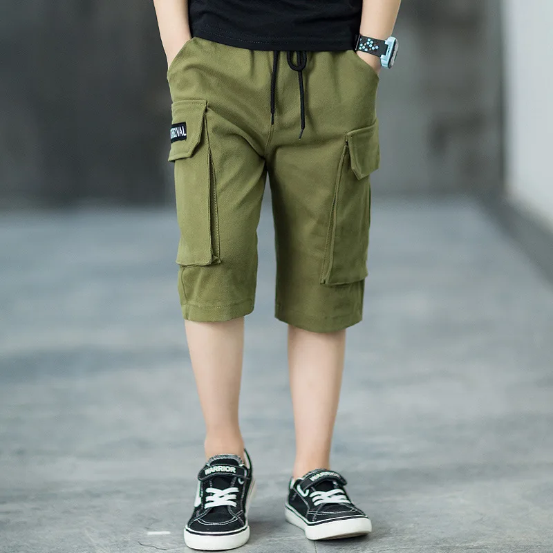 

Pants for Boy Summer Clothes for Teenagers Boys 12 Years Elastic Waist Loose Letter Big Pockets Leisure Sport Pants Boys 2019