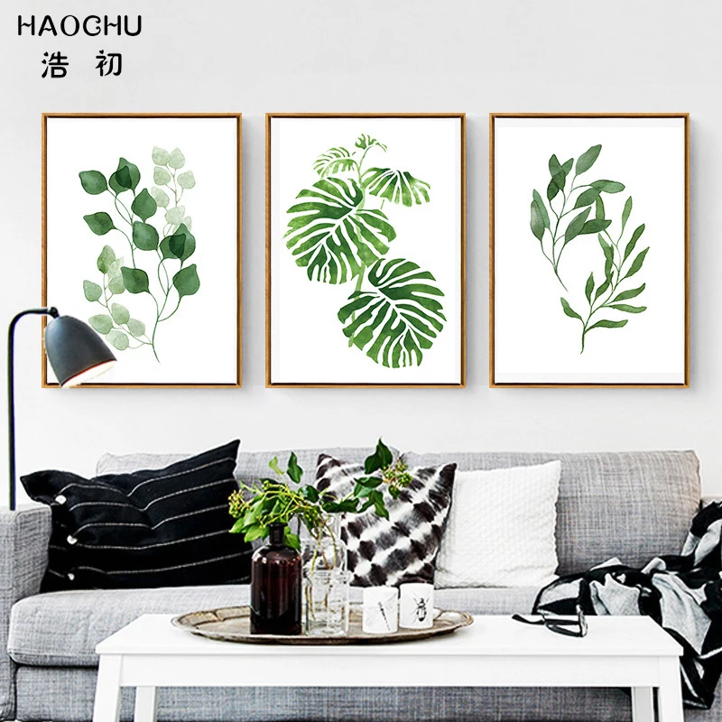 Декоративная фотография HAOCHU Скандинавская Картина на холсте Leaf маленькая