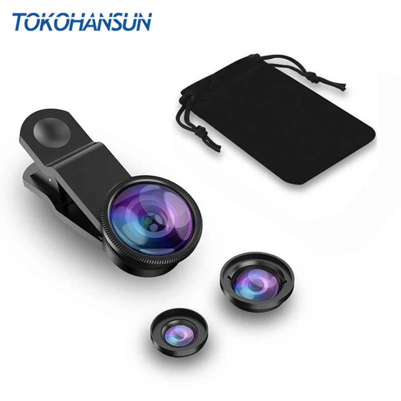 TOKOHANSUN универсальный Рыбий глаз 3в1 объектив камеры смартфона Широкоугольный макро объектив мобильного телефона для iPhone 7 6 8 плюс Объективы Xiaomi