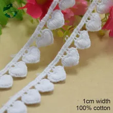 1 см маленькое сердце белый embroid Швейные Лента гипюра кружевной отделкой или ткань основовязальных DIY аксессуары для одежды#3675