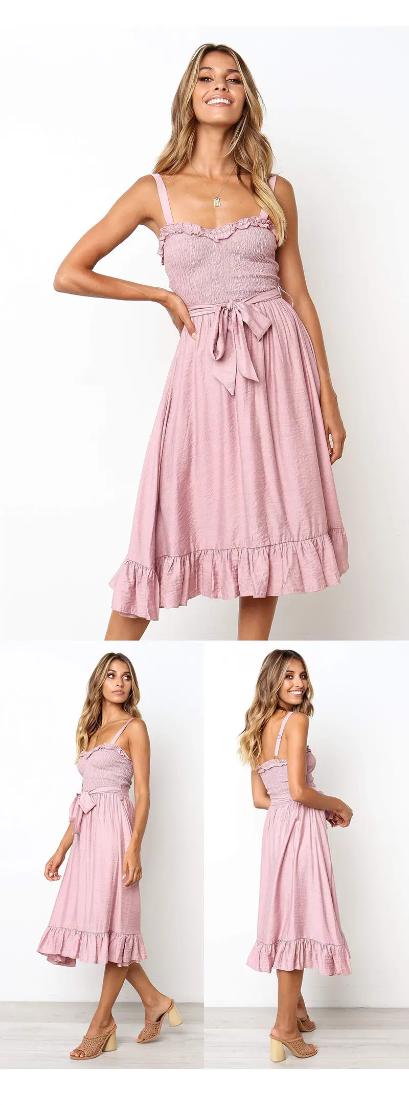 Women's Elegant Strapless Dress-Pink