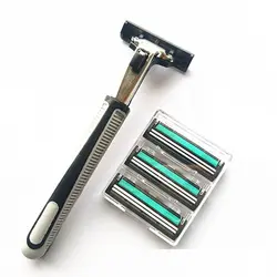2019 Новый Для мужчин бритвенная ручка бритвы Сменные прямой руководство бритвы триммер для бороды с 30 шт двойной слойные лезвия для бритья